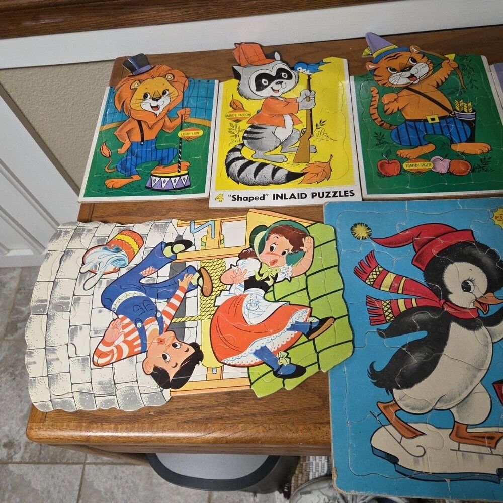 Lot of 15 Vintage DISNEY CHILDS FRAMED PUZZLES DONALD DUCK WINNIE NURSERY RHYME